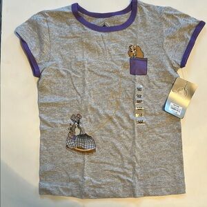 Gray and Purple Short Sleeve Tee with Graphic Design
